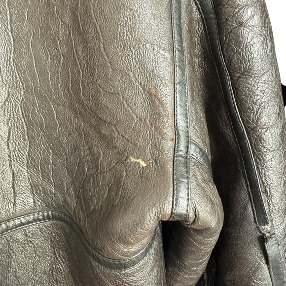 AVIREX TYPE B-3 FLIGHT LEATHER SHEEPSKIN SHEARLING BOMBER JACKET Size 56 FLAWED - Picture 13 of 15